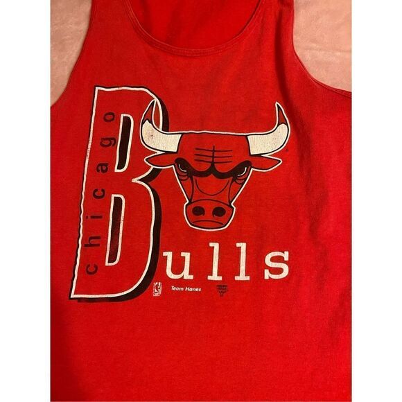 Vintage 90’s XL Red Chicago Bulls Tee Tank Top Shirts - Picture 3 of 6